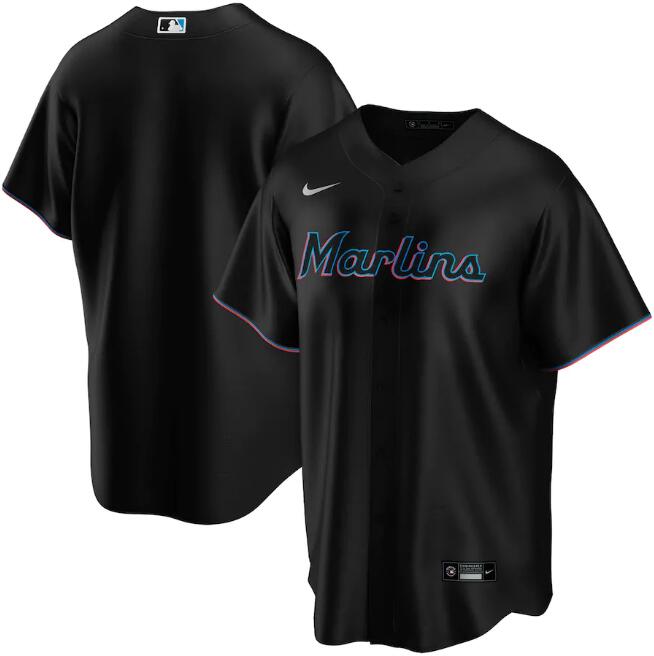 Men's Miami Marlins Blank Black MLB Cool Base Stitched Jersey