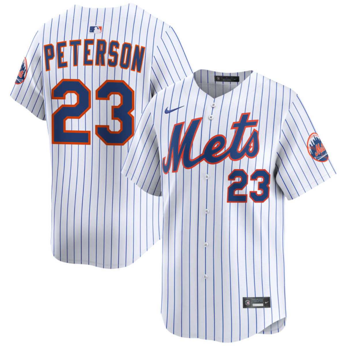 Men's New York Mets #23 David Peterson White 2025 Home Limited Stitched Baseball Jersey Men's New York Mets #23 David Peterson White 2025 Home Limited Stitched Baseball Jersey