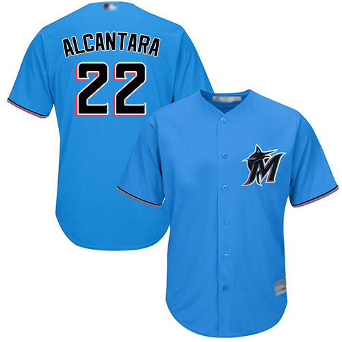 marlins #22 Sandy Alcantara Blue New Cool Base Stitched MLB Jersey