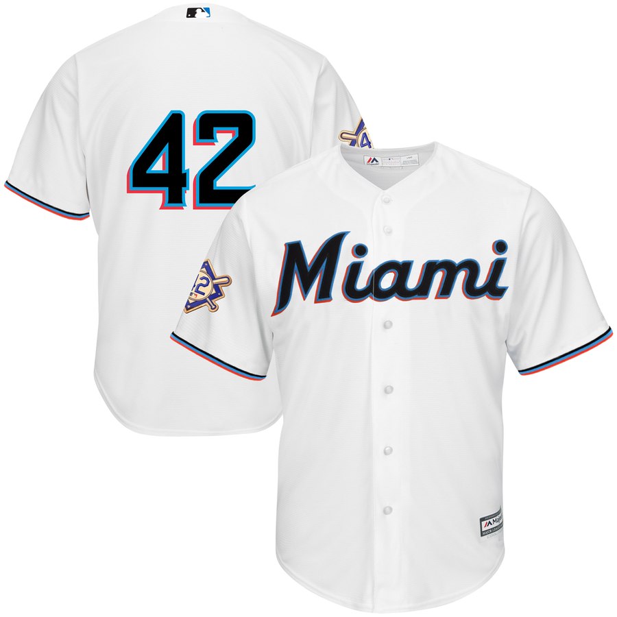 Miami Marlins #42 Majestic 2019 Jackie Robinson Day Official Cool Base Jersey White