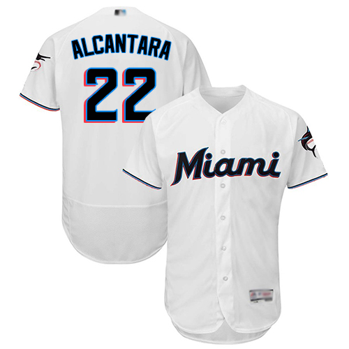 marlins #22 Sandy Alcantara White Flexbase Authentic Collection Stitched MLB Jersey