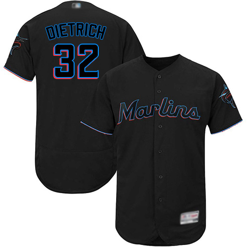 marlins #32 Derek Dietrich Black Flexbase Authentic Collection Stitched MLB Jersey