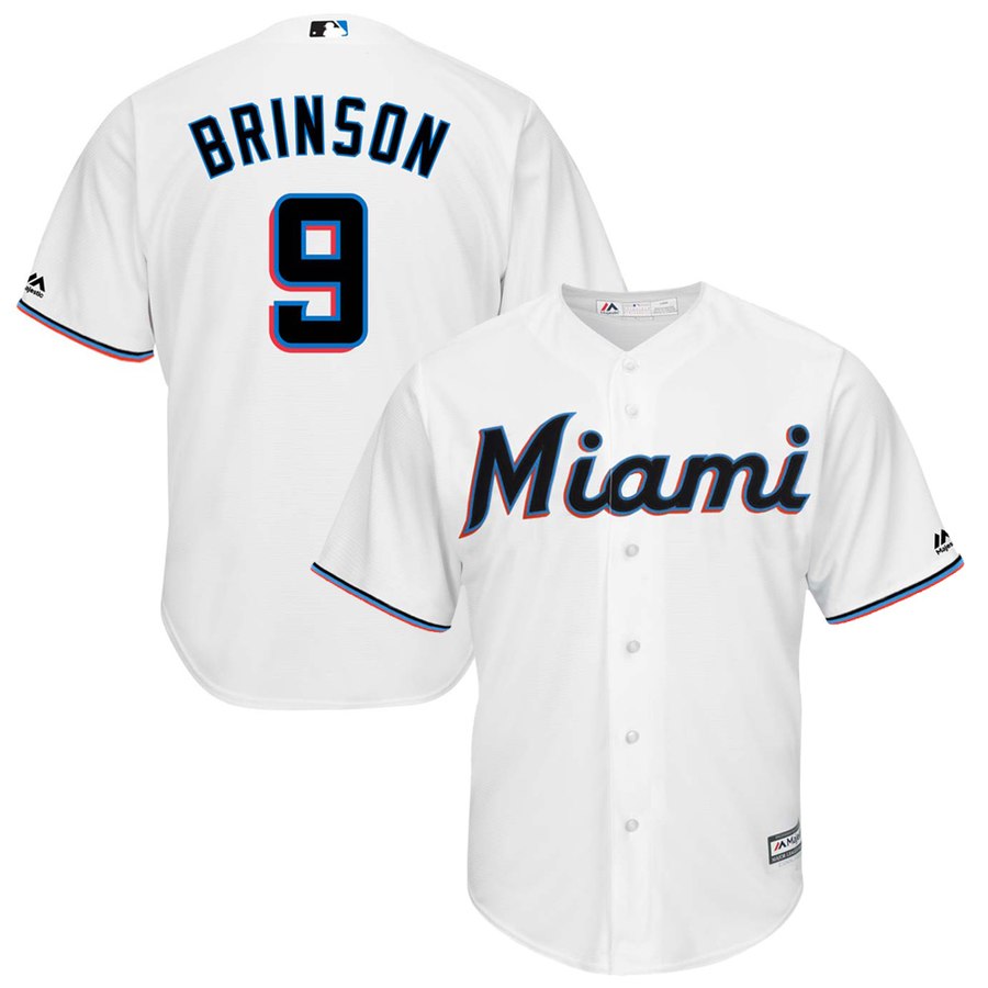 Miami Marlins #9 Lewis Brinson Majestic Home 2019 Cool Base Player Jersey White