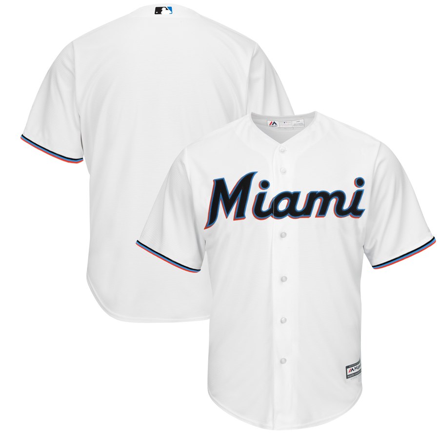 Miami Marlins Majestic Home 2019 Official Cool Base Team Jersey White