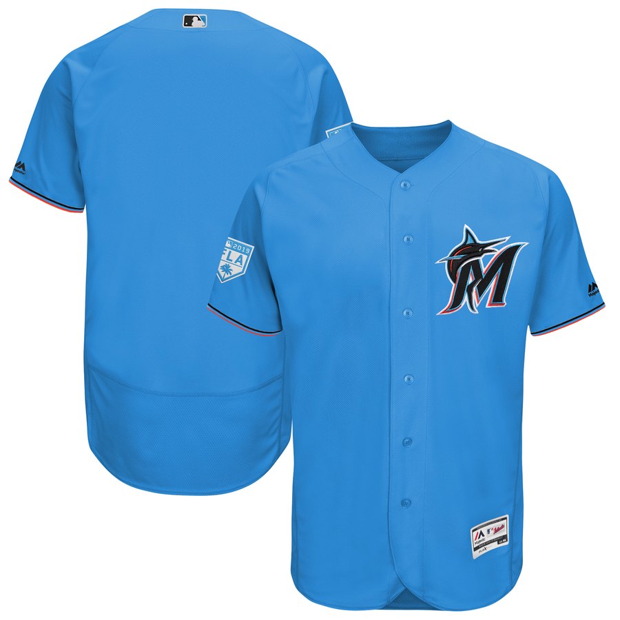 Marlins Blank Blue 2019 Spring Training Flex Base Stitched MLB Jersey