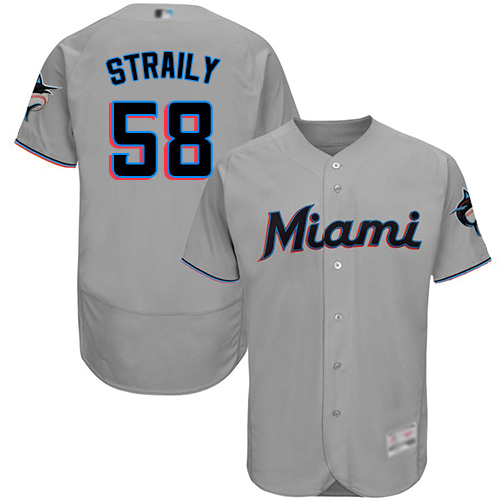 marlins #58 Dan Straily Grey Flexbase Authentic Collection Stitched MLB Jersey