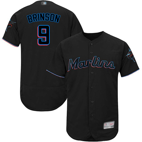 marlins #9 Lewis Brinson Black Flexbase Authentic Collection Stitched MLB Jersey