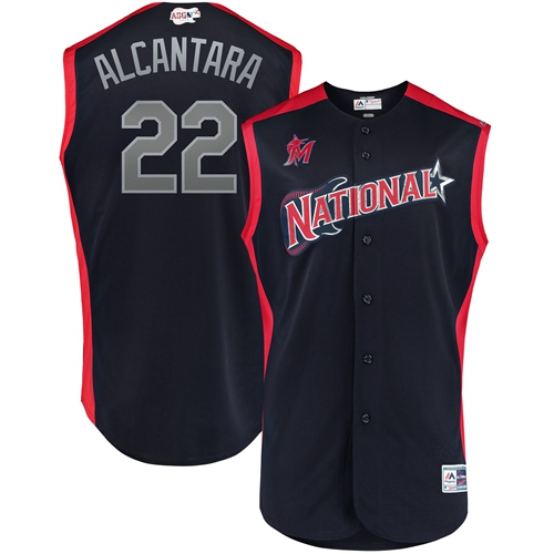 marlins #22 Sandy Alcantara Navy 2019 All-Star National League Stitched MLB Jersey