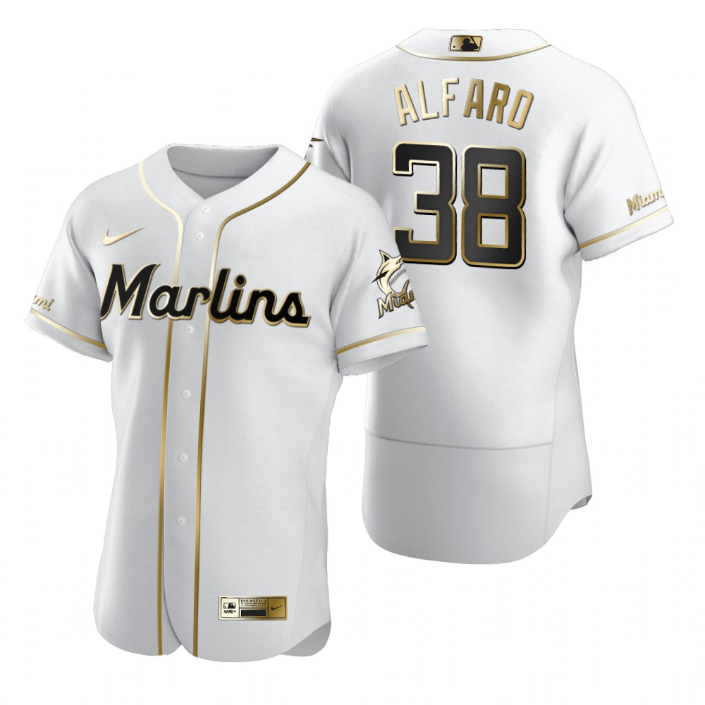 Miami Marlins #38 Jorge Alfaro White Nike Men's Authentic Golden Edition MLB Jersey