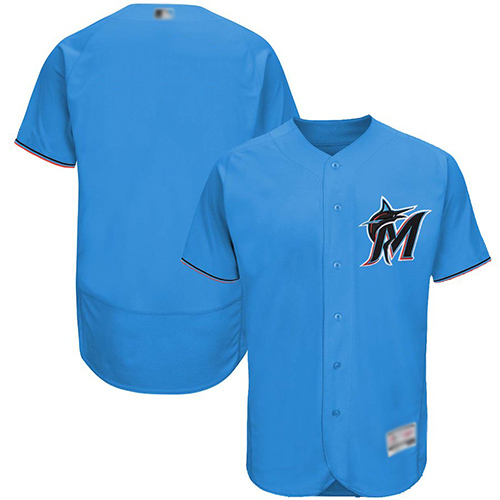 marlins Blank Blue Flexbase Authentic Collection Stitched MLB Jersey