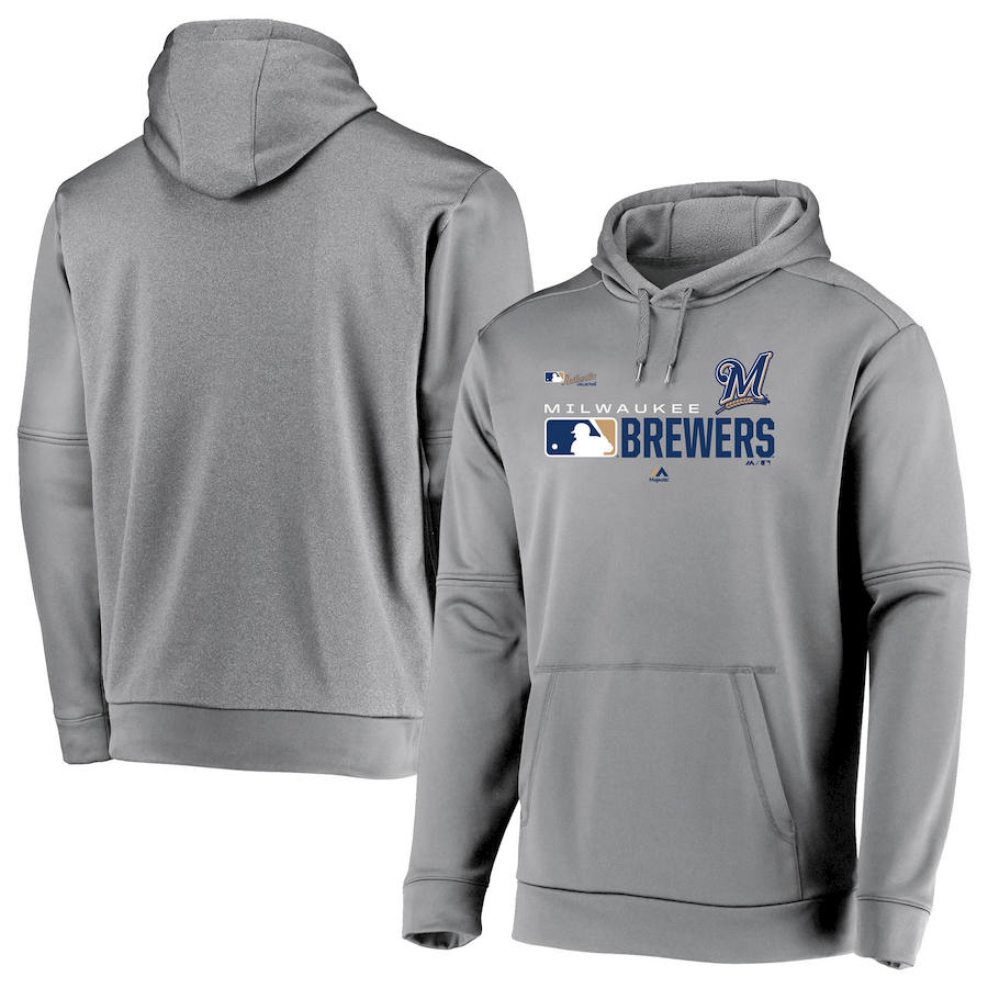 Milwaukee Brewers Majestic Authentic Collection Team Distinction Pullover Hoodie Platinum