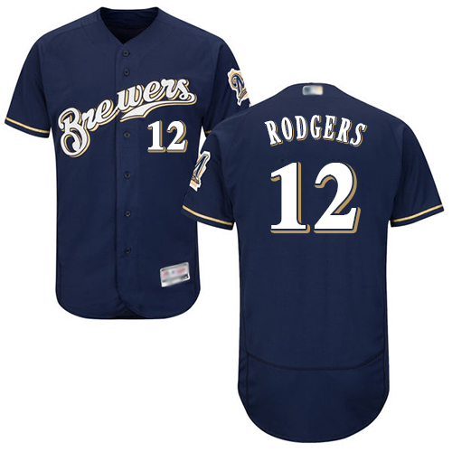 Brewers #12 Aaron Rodgers Navy Blue Flexbase Authentic Collection Stitched MLB Jersey Brewers #12 Aaron Rodgers Navy Blue Flexbase Authentic Collection Stitched MLB Jersey