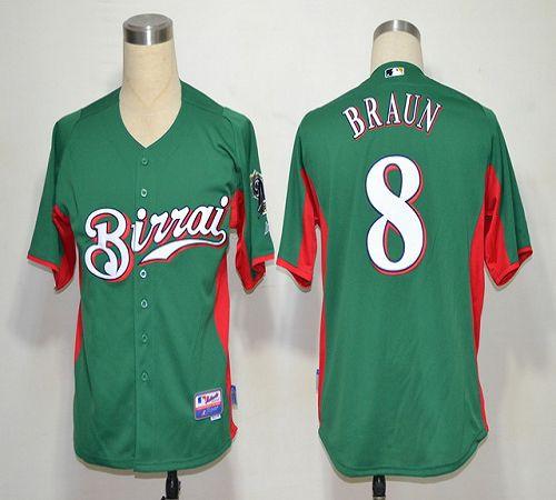 Brewers #8 Ryan Braun Green Birrai Cool Base Stitched MLB Jersey Brewers #8 Ryan Braun Green Birrai Cool Base Stitched MLB Jersey