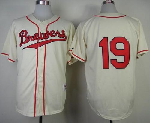 Brewers #19 Robin Yount Cream 1948 Turn Back The Clock Stitched MLB Jersey Brewers #19 Robin Yount Cream 1948 Turn Back The Clock Stitched MLB Jersey