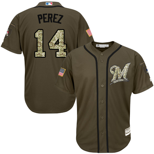 Brewers #14 Hernan Perez Green Salute to Service Stitched MLB Jersey Brewers #14 Hernan Perez Green Salute to Service Stitched MLB Jersey