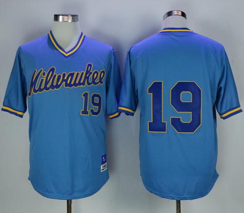 Mitchell and Ness Brewers #19 Robin Yount Stitched Blue Throwback MLB Jersey Mitchell and Ness Brewers #19 Robin Yount Stitched Blue Throwback MLB Jersey