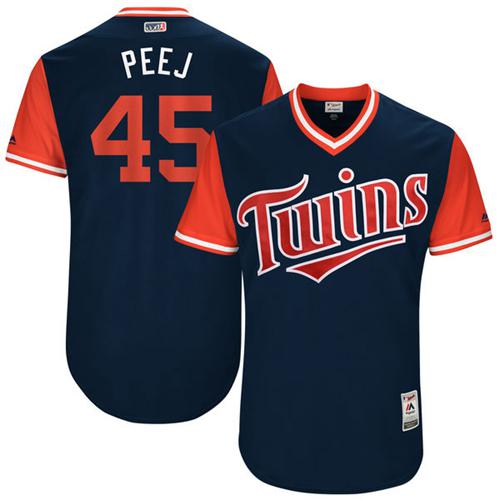 Twins #45 Phil Hughes Navy "Peej" Players Weekend Authentic Stitched MLB Jersey