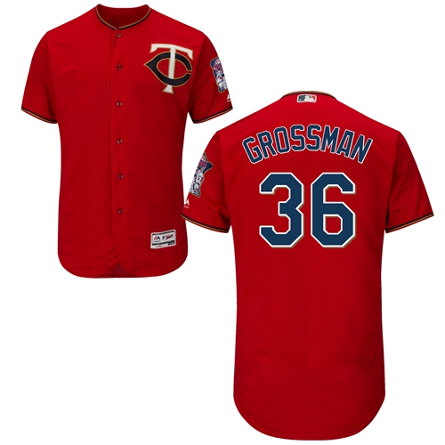 Twins #36 Robbie Grossman Red Flexbase Authentic Collection Stitched MLB Jersey