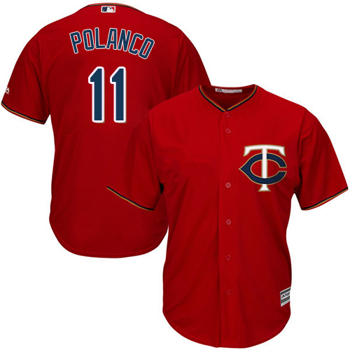 Twins #11 Jorge Polanco Red Cool Base Stitched MLB Jersey
