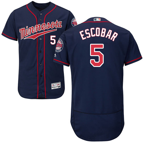 Twins #5 Eduardo Escobar Navy Blue Flexbase Authentic Collection Stitched MLB Jersey