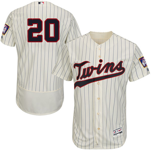 Twins #20 Eddie Rosario Cream Strip Flexbase Authentic Collection Stitched MLB Jersey