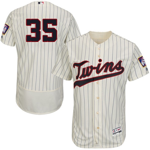 Twins #35 Michael Pineda Cream Strip Flexbase Authentic Collection Stitched MLB Jersey