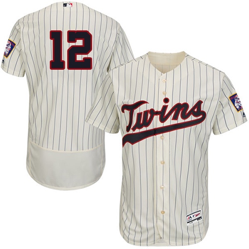 Twins #12 Jake Odorizzi Cream Strip Flexbase Authentic Collection Stitched MLB Jersey