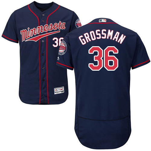Twins #36 Robbie Grossman Navy Blue Flexbase Authentic Collection Stitched MLB Jersey
