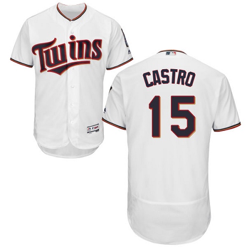 Twins #15 Jason Castro White Flexbase Authentic Collection Stitched MLB Jersey