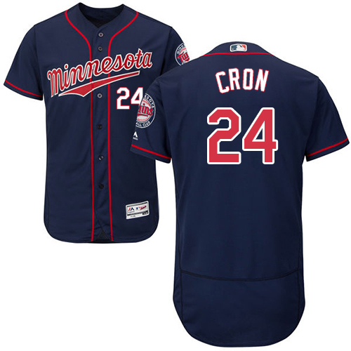 Twins #24 C.J. Cron Navy Blue Flexbase Authentic Collection Stitched MLB Jersey
