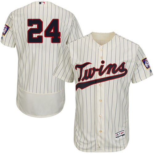 Twins #24 C.J. Cron Cream Strip Flexbase Authentic Collection Stitched MLB Jersey