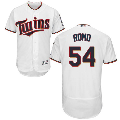 Twins #54 Sergio Romo White Flexbase Authentic Collection Stitched MLB Jersey