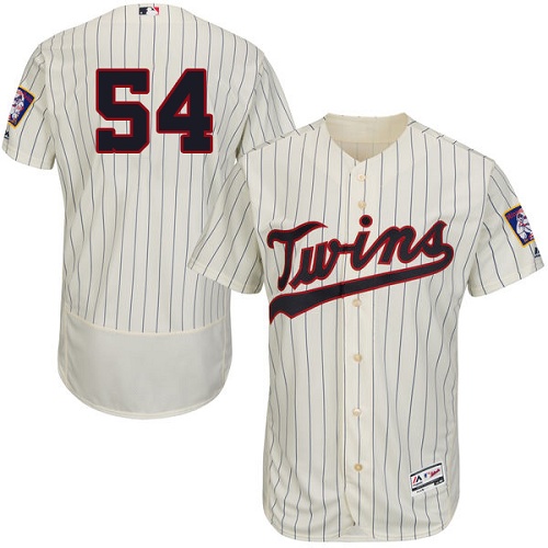Twins #54 Sergio Romo Cream Strip Flexbase Authentic Collection Stitched MLB Jersey