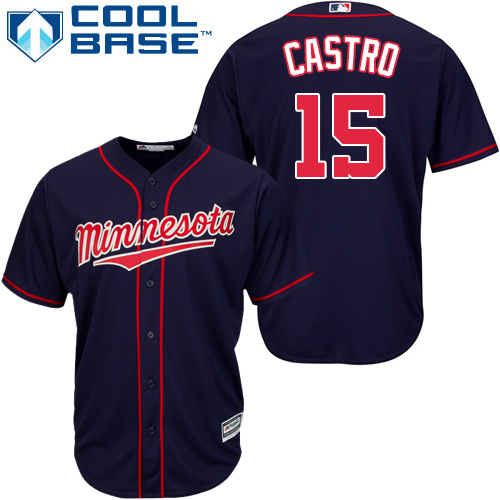 Twins #15 Jason Castro Navy Blue Cool Base Stitched MLB Jersey