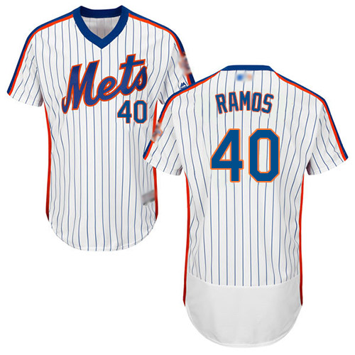 Mets #40 Wilson Ramos White(Blue Strip) Flexbase Authentic Collection Alternate Stitched MLB Jersey