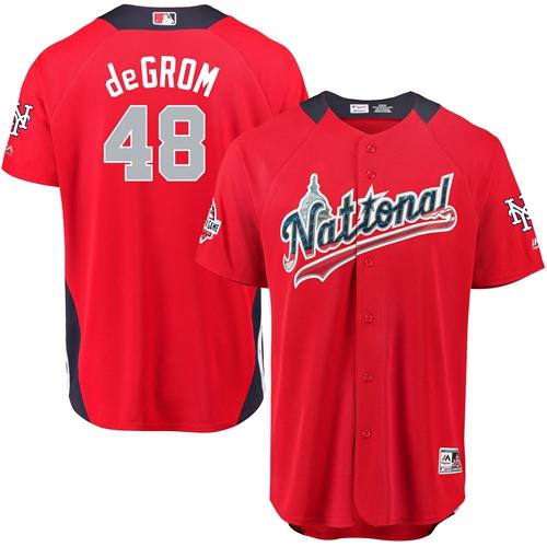 Mets #48 Jacob DeGrom Red 2018 All-Star National League Stitched MLB Jersey