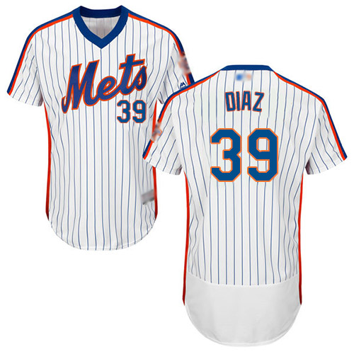 Mets #39 Edwin Diaz White(Blue Strip) Flexbase Authentic Collection Alternate Stitched MLB Jersey