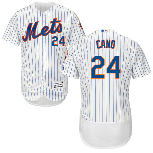 Mets #24 Robinson Cano White(Blue Strip) Flexbase Authentic Collection Stitched MLB Jersey