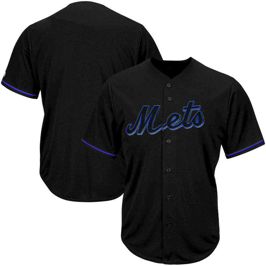 New York Mets Majestic Big & Tall Pop Fashion V-Neck Jersey Black