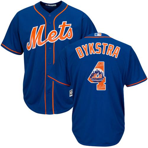Mets #4 Lenny Dykstra Blue Team Logo Fashion Stitched MLB Jersey