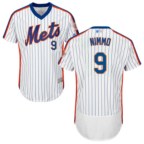 Mets #9 Brandon Nimmo White(Blue Strip) Flexbase Authentic Collection Alternate Stitched MLB Jersey