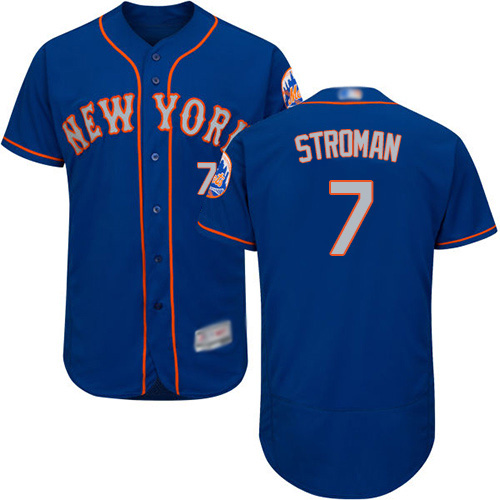 Mets #7 Marcus Stroman Blue(Grey NO.) Flexbase Authentic Collection Stitched MLB Jersey