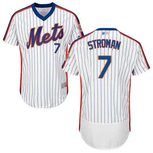 Mets #7 Marcus Stroman White(Blue Strip) Flexbase Authentic Collection Alternate Stitched MLB Jersey