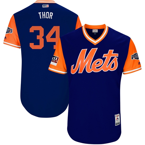 Mets #34 Noah Syndergaard Royal "Thor" Players Weekend Authentic Stitched MLB Jersey