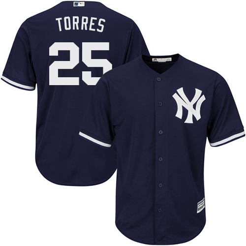 Yankees #25 Gleyber Torres Navy Blue New Cool Base Stitched MLB Jersey