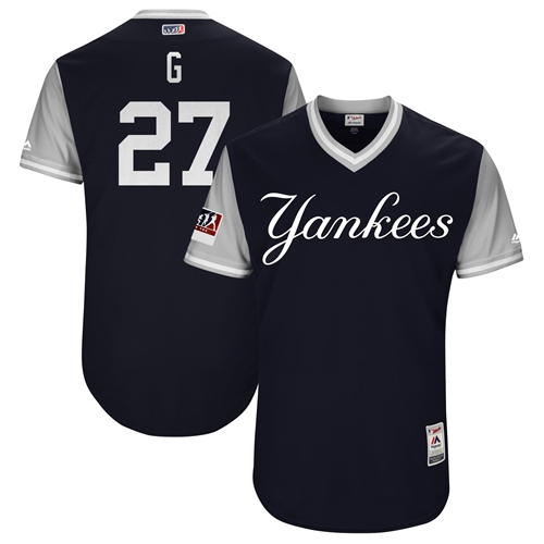 Yankees #27 Giancarlo Stanton Navy "G" Players Weekend Authentic Stitched MLB Jersey