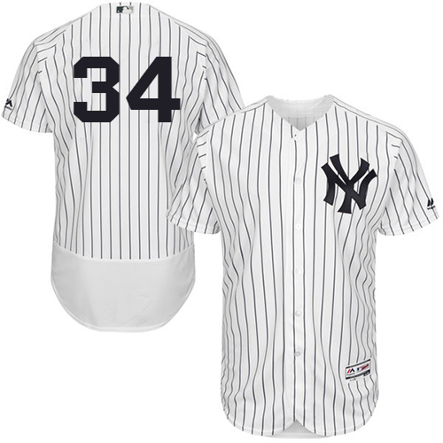 Yankees #34 J.A. Happ White Strip Flexbase Authentic Collection Stitched MLB Jersey