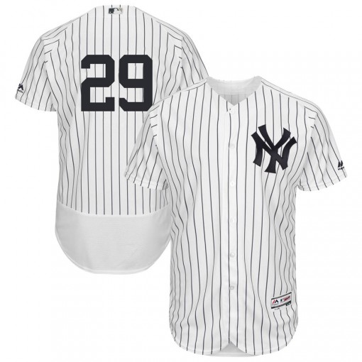 Yankees #29 Gio Urshela White Strip Flexbase Authentic Collection Stitched MLB Jersey