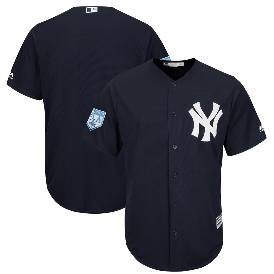 Yankees Blank Navy Blue 2019 Spring Training Cool Base Stitched MLB Jersey