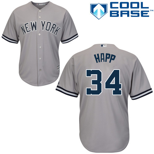 Yankees #34 J.A. Happ Grey New Cool Base Stitched MLB Jersey